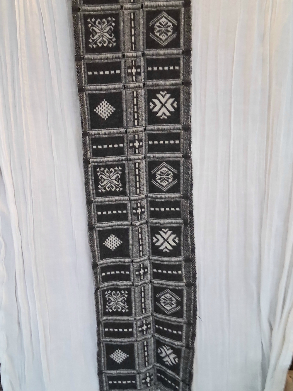 J. Crew Black and Gray Patterned Wool Scarf